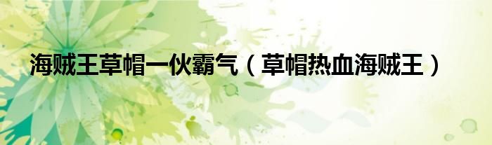 海贼王草帽一伙霸气(草帽热血海贼王)
