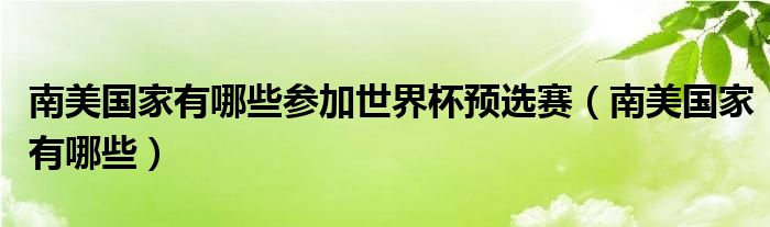 南美国家有哪些参加世界杯预选赛(南美国家有哪些)
