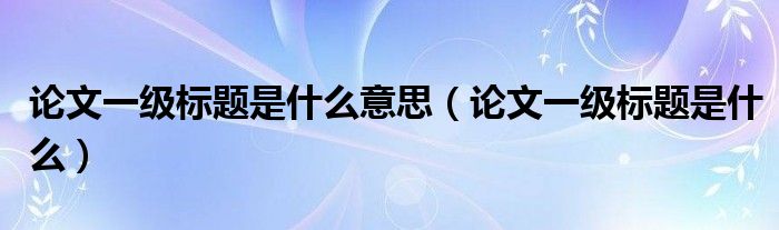 论文一级标题是什么意思(论文一级标题是什么)