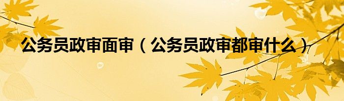 公务员政审面审(公务员政审都审什么)