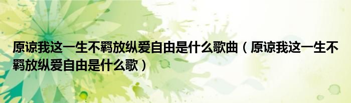 原谅我这一生不羁放纵爱自由是什么歌曲(原谅我这一生不羁放纵爱自由是什么歌)