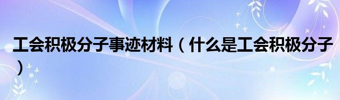 工会积极分子事迹材料(什么是工会积极分子)