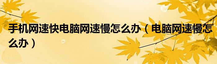 手机网速快电脑网速慢怎么办(电脑网速慢怎么办)