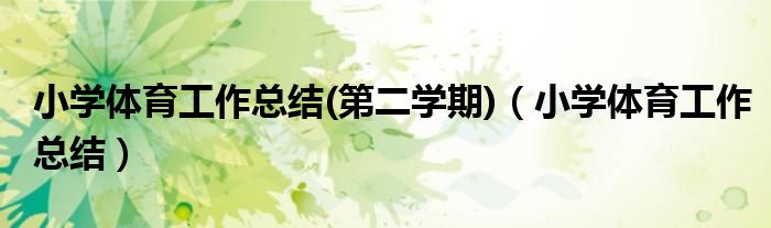小学体育工作总结(第二学期)(小学体育工作总结)