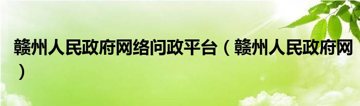 赣州人民政府网络问政平台(赣州人民政府网)