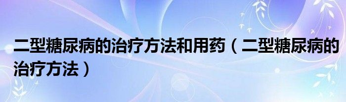 二型糖尿病的治疗方法和用药(二型糖尿病的治疗方法)