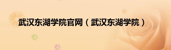 武汉东湖学院官网(武汉东湖学院)