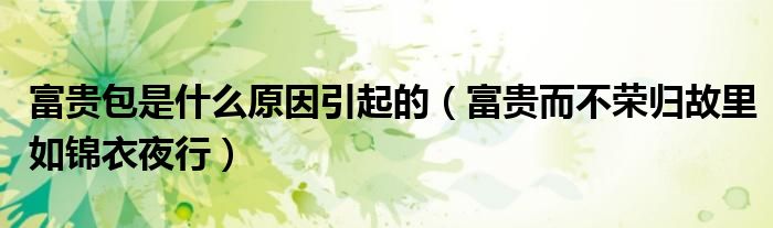 富贵包是什么原因引起的(富贵而不荣归故里如锦衣夜行)