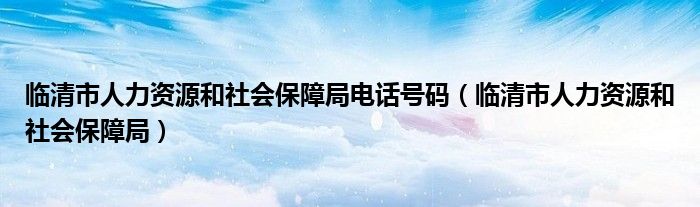 临清市人力资源和社会保障局电话号码(临清市人力资源和社会保障局)