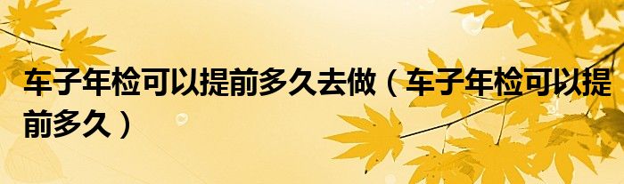 车子年检可以提前多久去做(车子年检可以提前多久)