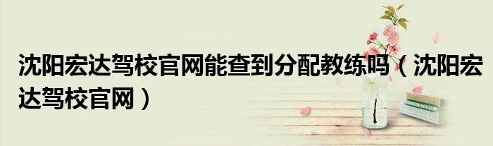 沈阳宏达驾校官网能查到分配教练吗(沈阳宏达驾校官网)