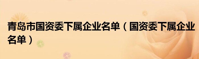 青岛市国资委下属企业名单(国资委下属企业名单)