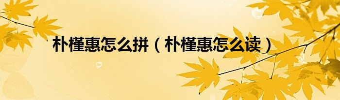 朴槿惠怎么拼(朴槿惠怎么读)
