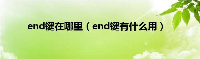 end键在哪里(end键有什么用)