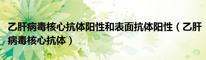 乙肝病毒核心抗体阳性和表面抗体阳性(乙肝病毒核心抗体)
