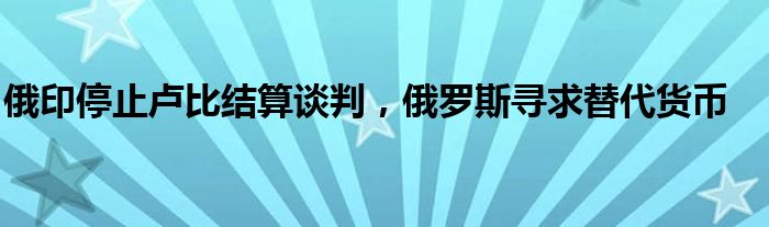 俄印停止卢比结算谈判,俄罗斯寻求替代货币