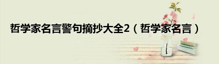 哲学家名言警句摘抄大全2(哲学家名言)