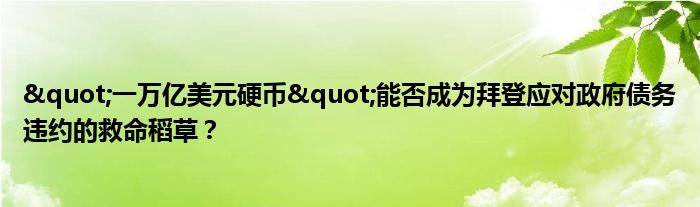 "一万亿美元硬币"能否成为拜登应对政府债务违约的救命稻草?