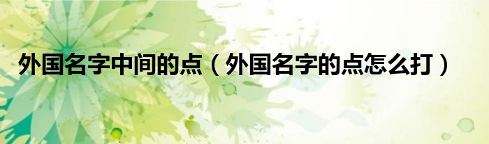 外国名字中间的点(外国名字的点怎么打)