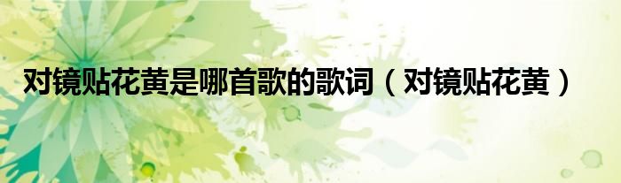 对镜贴花黄是哪首歌的歌词(对镜贴花黄)