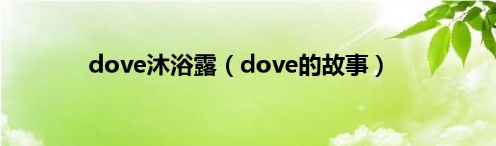 dove沐浴露(dove的故事)