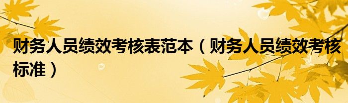 财务人员绩效考核表范本(财务人员绩效考核标准)