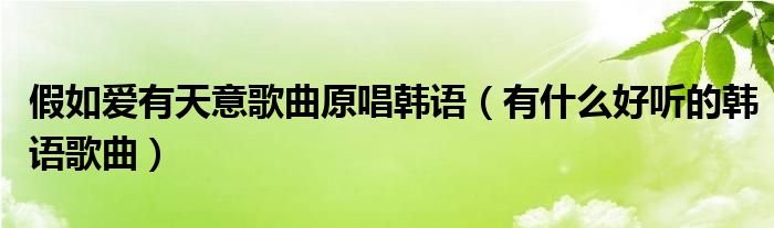 假如爱有天意歌曲原唱韩语(有什么好听的韩语歌曲)