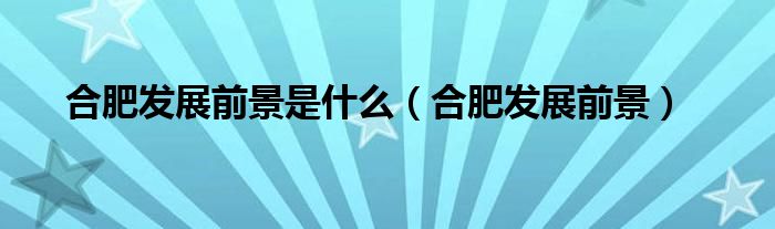 合肥发展前景是什么(合肥发展前景)