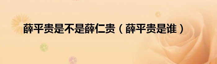 薛平贵是不是薛仁贵(薛平贵是谁)
