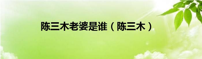 陈三木老婆是谁(陈三木)