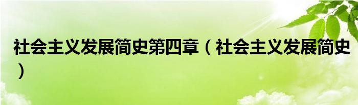 社会主义发展简史第四章(社会主义发展简史)