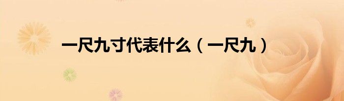 一尺九寸代表什么(一尺九)