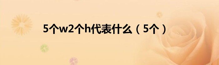 5个w2个h代表什么(5个)