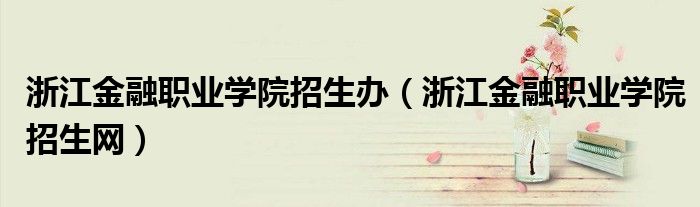 浙江金融职业学院招生办(浙江金融职业学院招生网)