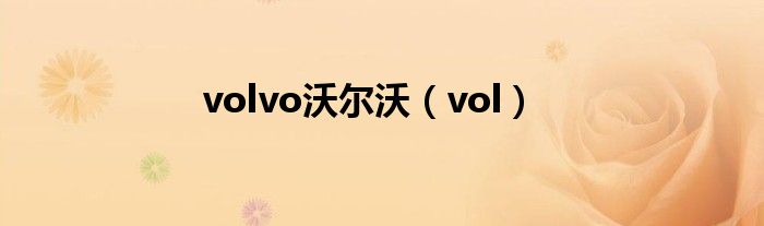 volvo沃尔沃(vol)