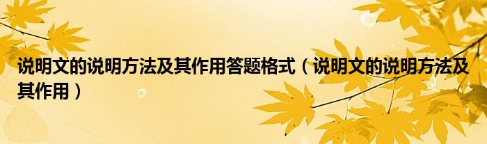 说明文的说明方法及其作用答题格式(说明文的说明方法及其作用)