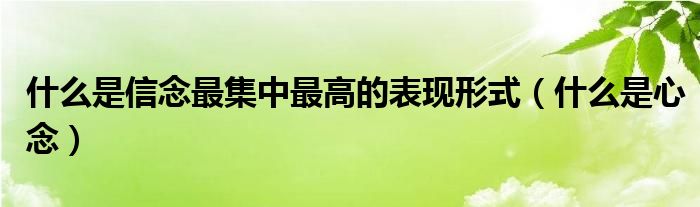 什么是信念最集中最高的表现形式(什么是心念)