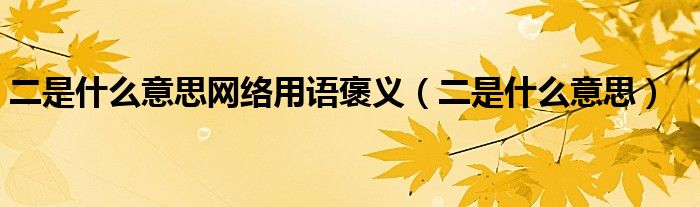 二是什么意思网络用语褒义(二是什么意思)
