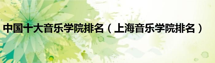 中国十大音乐学院排名(上海音乐学院排名)