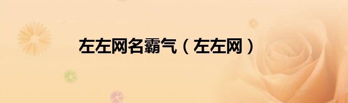 左左网名霸气（左左网）
