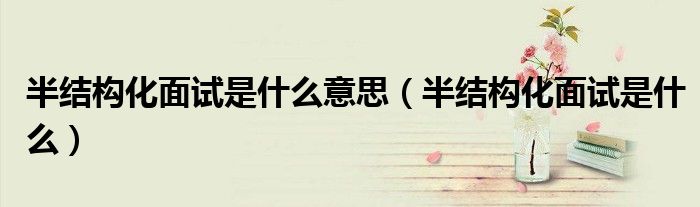 半结构化面试是什么意思(半结构化面试是什么)