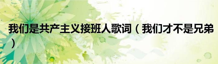 我们是共产主义接班人歌词(我们才不是兄弟)