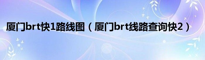 厦门brt快1路线图(厦门brt线路查询快2)