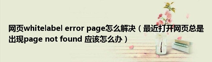 网页whitelabel error page怎么解决（最近打开网页总是出现page not found 应该怎么办）