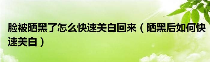 脸被晒黑了怎么快速美白回来（晒黑后如何快速美白）