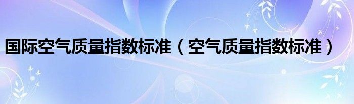 国际空气质量指数标准（空气质量指数标准）