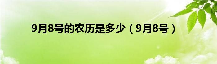 9月8号的农历是多少（9月8号）