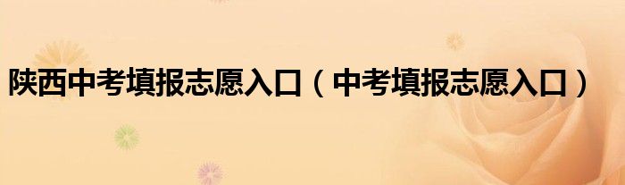陕西中考填报志愿入口(中考填报志愿入口)