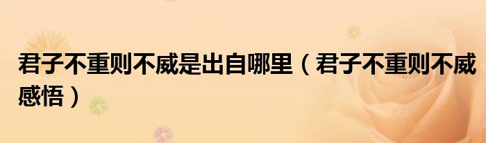 君子不重则不威是出自哪里(君子不重则不威感悟)
