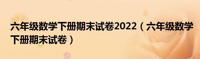 六年级数学下册期末试卷2022（六年级数学下册期末试卷）